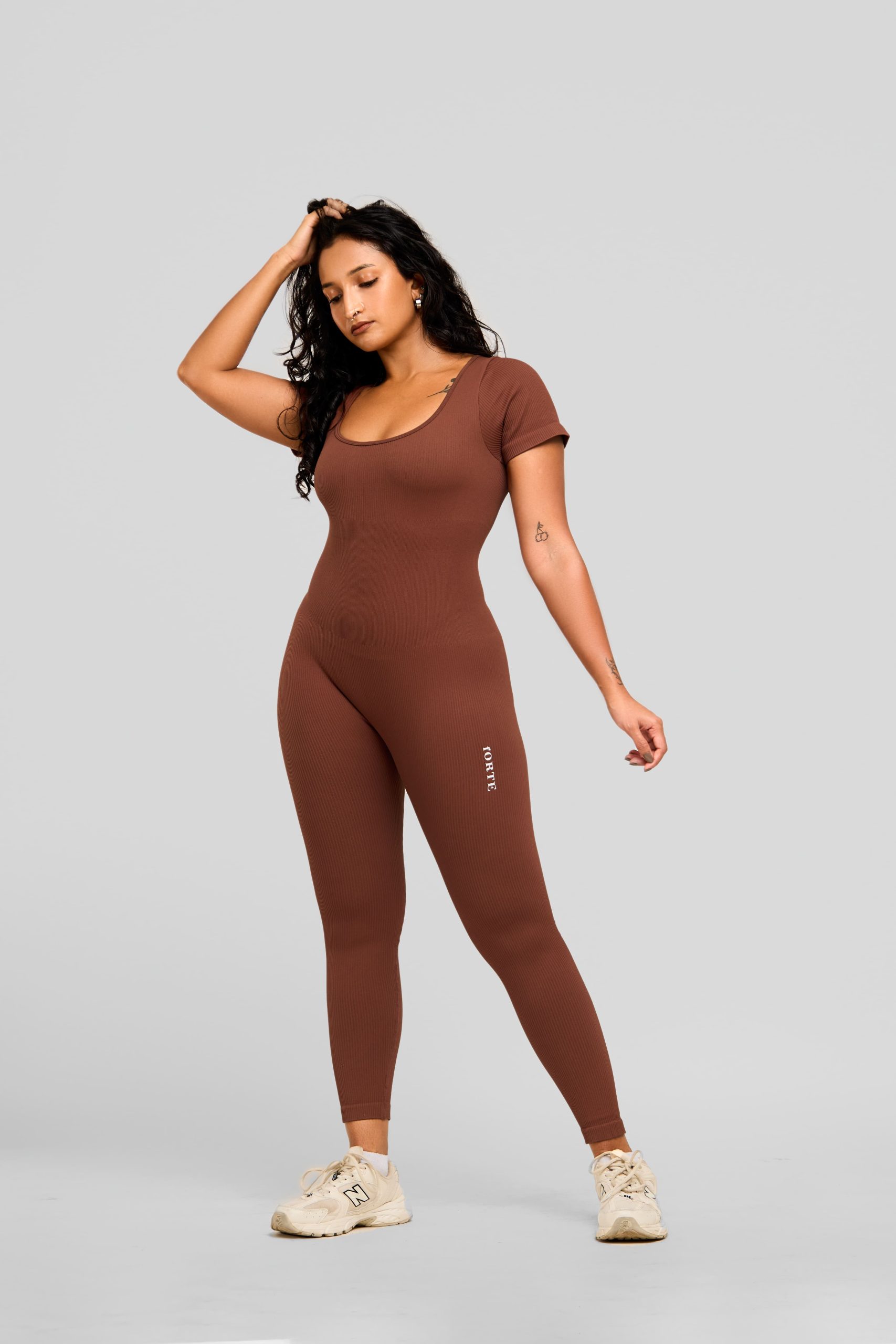 Forte RibbedEase Short Sleeve Jumpsuit